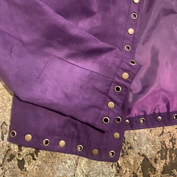 Trenz Purple Faux Suede Studded Open Front Jacket Size Medium - Picture 5 of 10